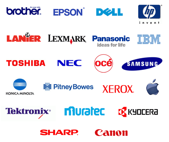 Printer Repair for Hewlett Packard, Lexmark, Brother, Canon, Dell, Epson, Konica-Minolta, Okidata, Panasonic, Ricoh, Samsung, Sharp, Xerox, and Toshiba.